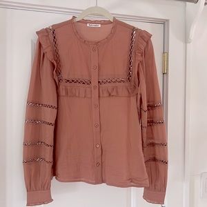 Reformation Size Small Blush Openwork Woven Top